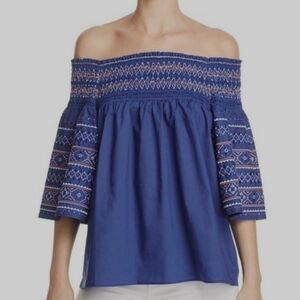 Parker Smocked Yasmin Off The Shoulder Blouse Size Medium